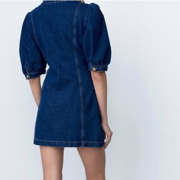 Zara Women's Navy Denim Dress Size XS NWOT - Picture 3 of 6